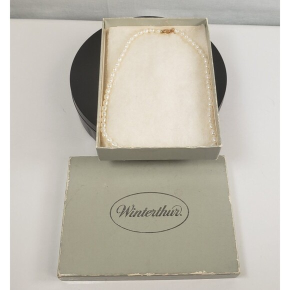 Winterthur Child's Freshwater Pearl Necklace 14k Gold Clasp Women's Pearl Choker - Picture 16 of 16